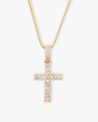 Pave Cross Necklace (14K Gold)