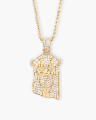 Crown Jesus Piece Necklace (14 K Gold)